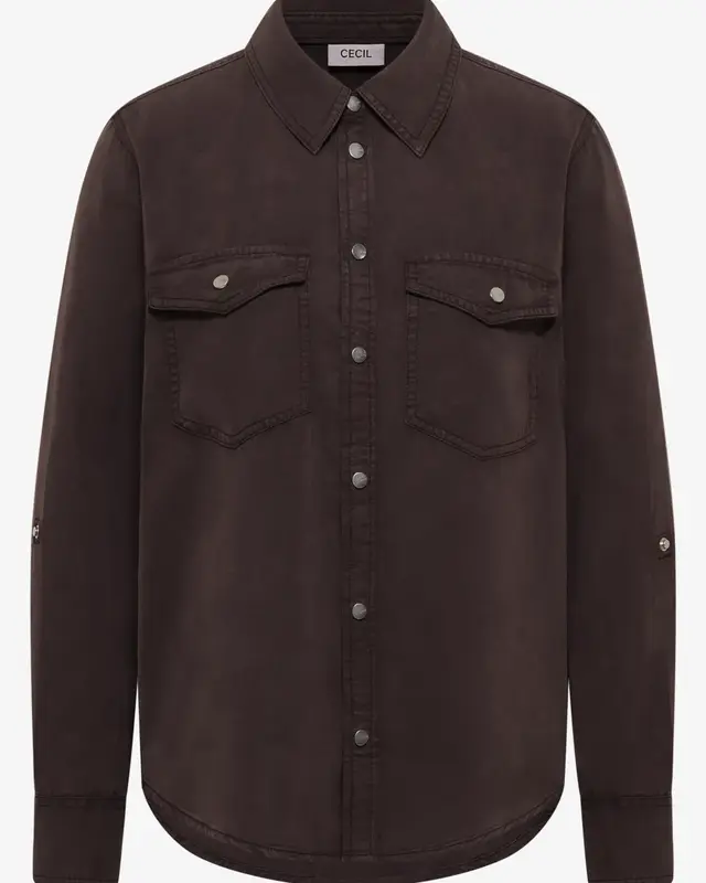 Cecil Bluse mit Hemdkragen - Macciato Brown