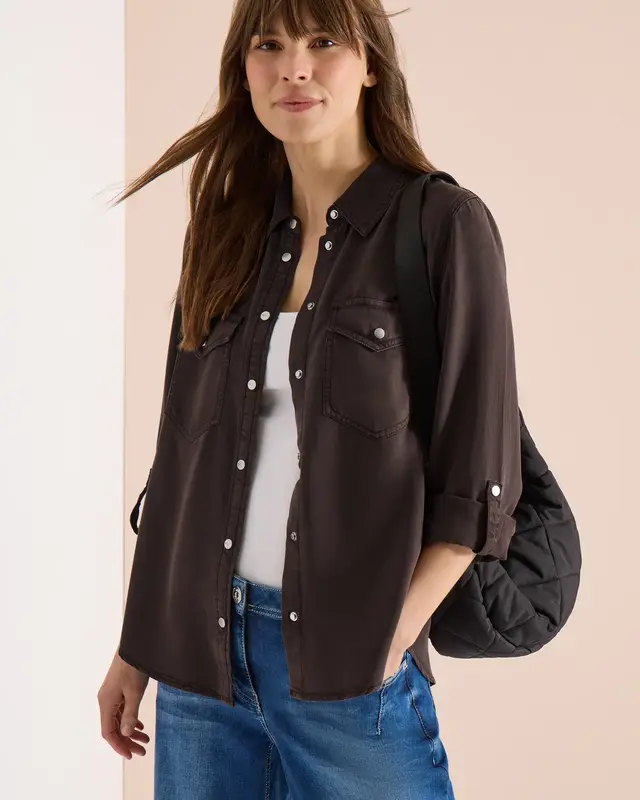 Cecil Bluse mit Hemdkragen - Macciato Brown