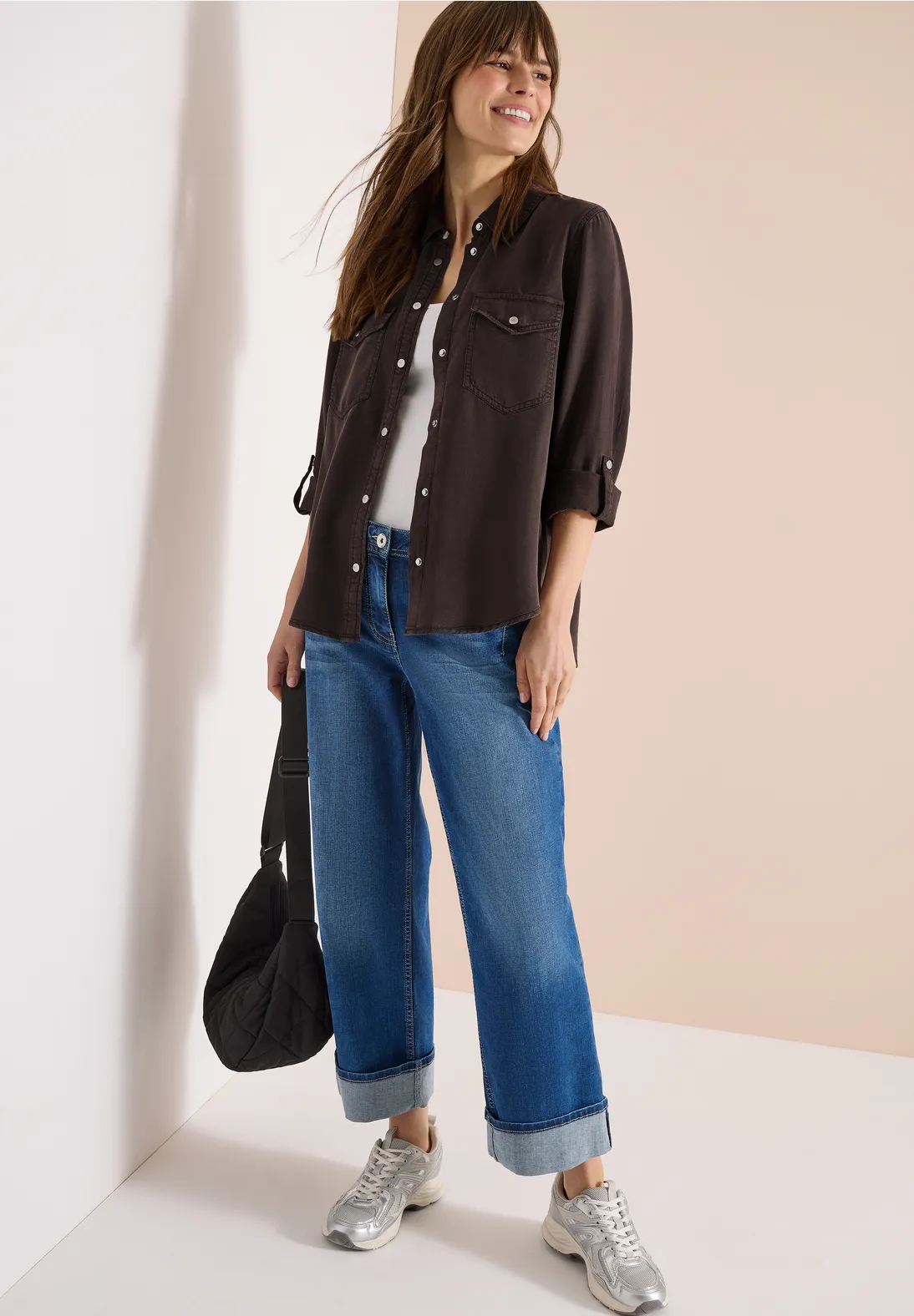 Cecil Bluse mit Hemdkragen - Macciato Brown