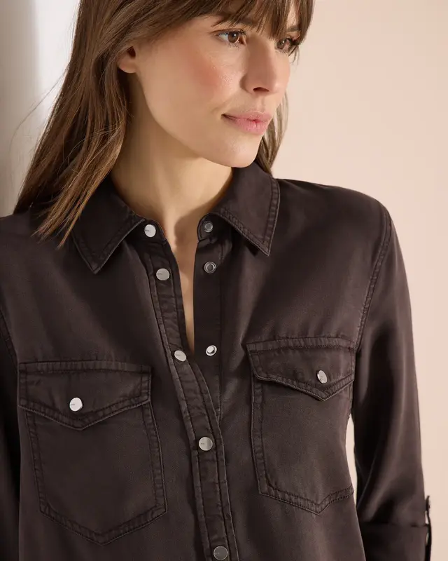 Cecil Blouse met Overhemdkraag - Macciato Brown