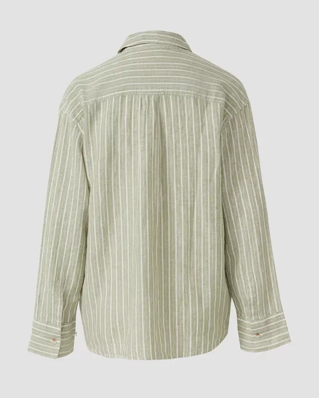 S. Oliver Leinenmix Streifen Bluse - Olive Green