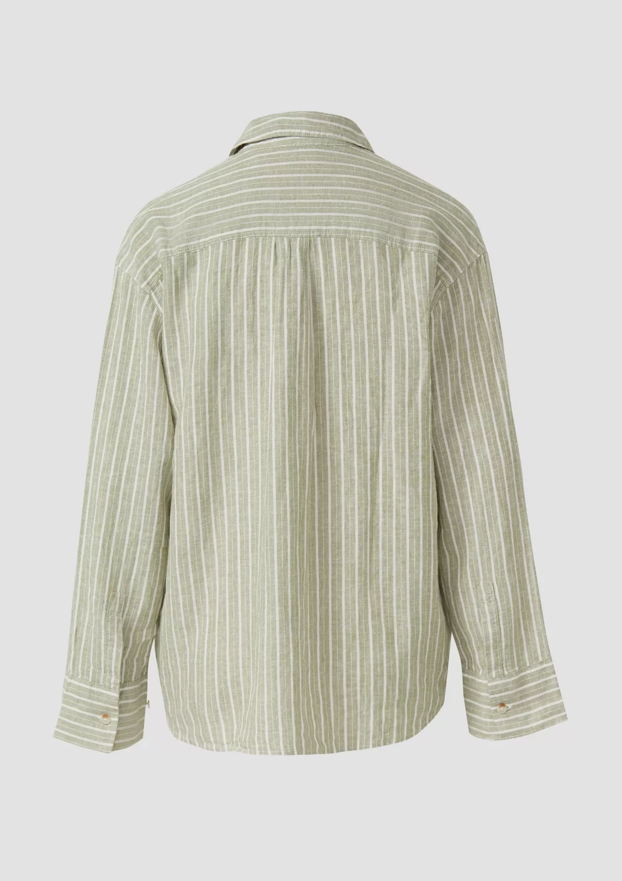 S. Oliver Linenmix Striped Blouse - Olive Green