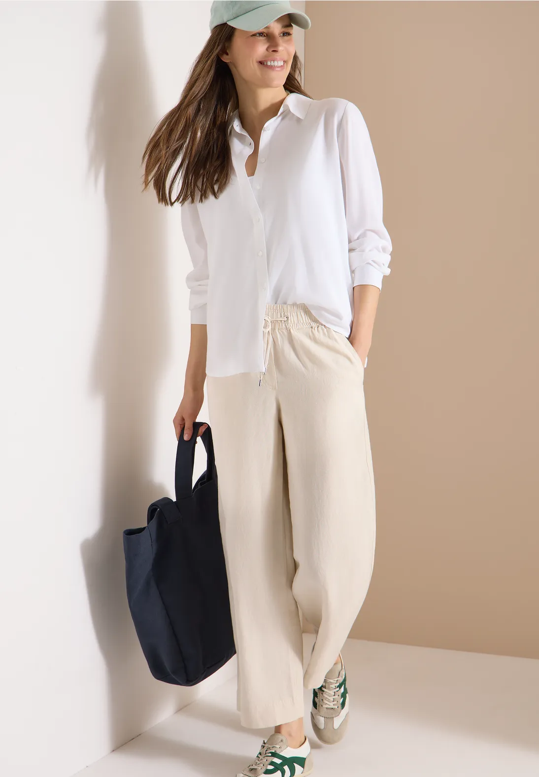 Cecil Leinenmix Hose Neele - Macadamia Beige