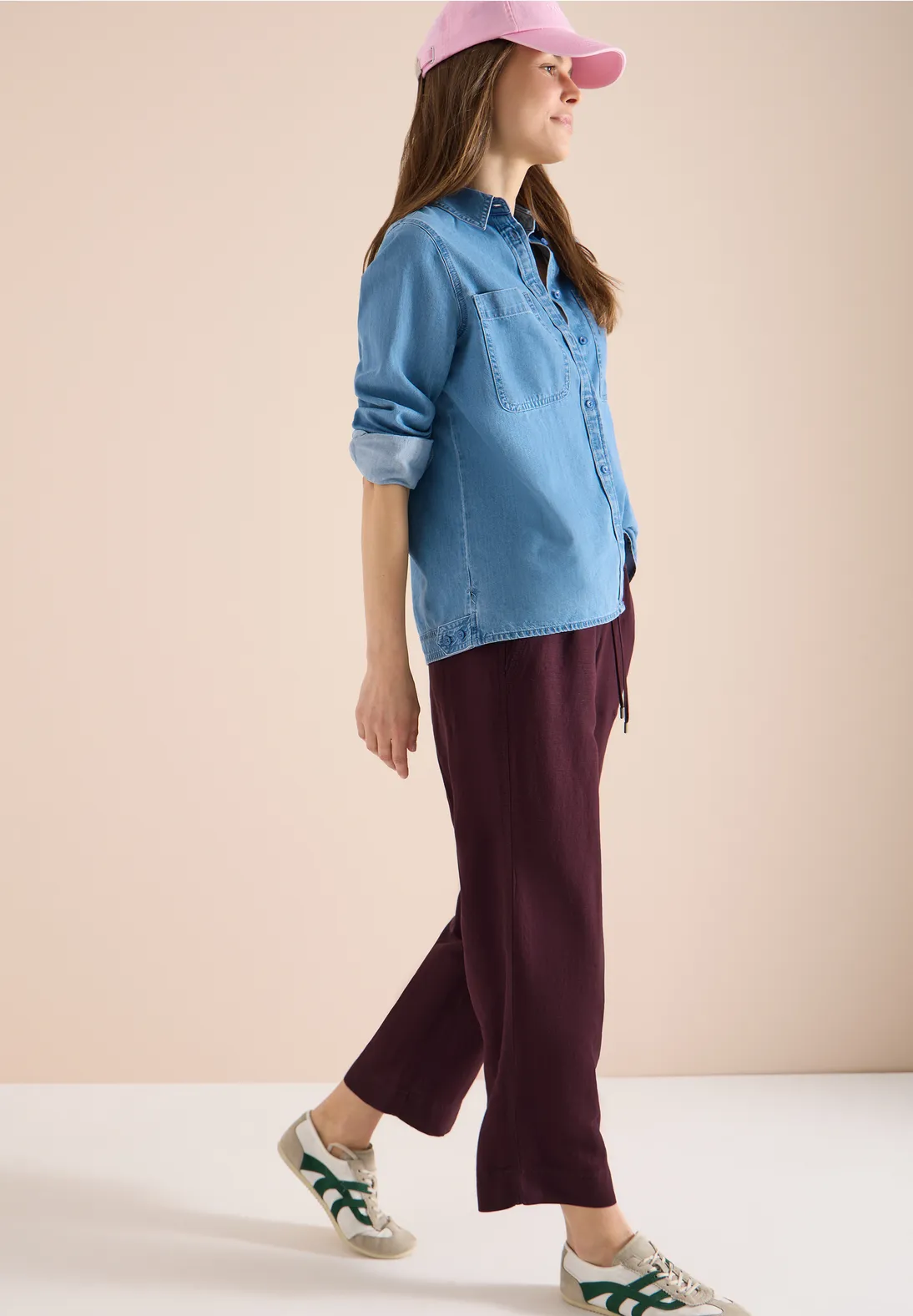 Cecil Linen Mix Pants Neele - Rich Burgundy