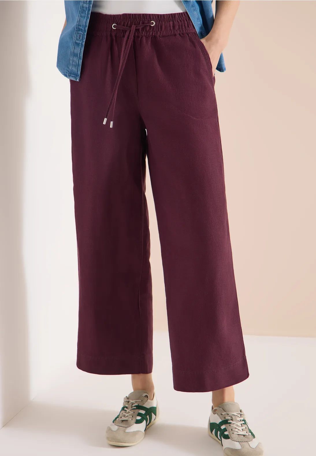 Cecil Linnenmix Broek Neele - Rich Burgundy