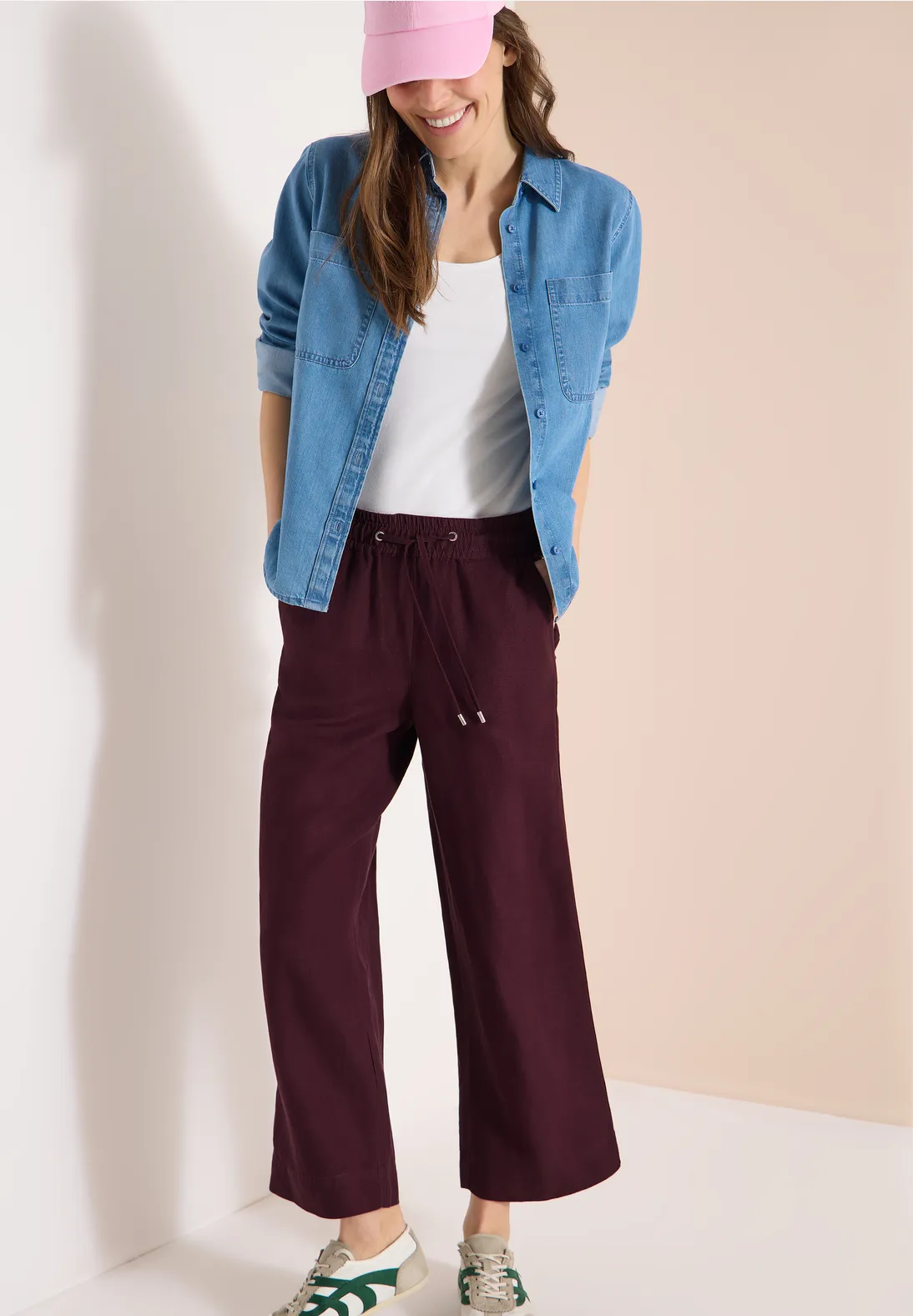 Cecil Linnenmix Broek Neele - Rich Burgundy