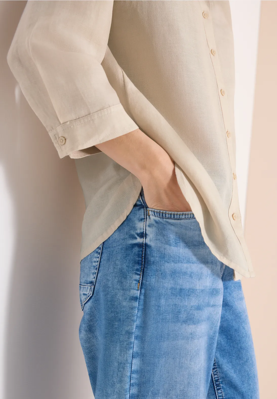 Cecil Linen Mix Blouse - Macadamia Beige