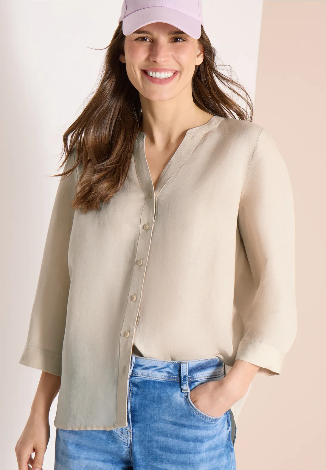 Cecil Linnenmix Blouse - Macadamia Beige