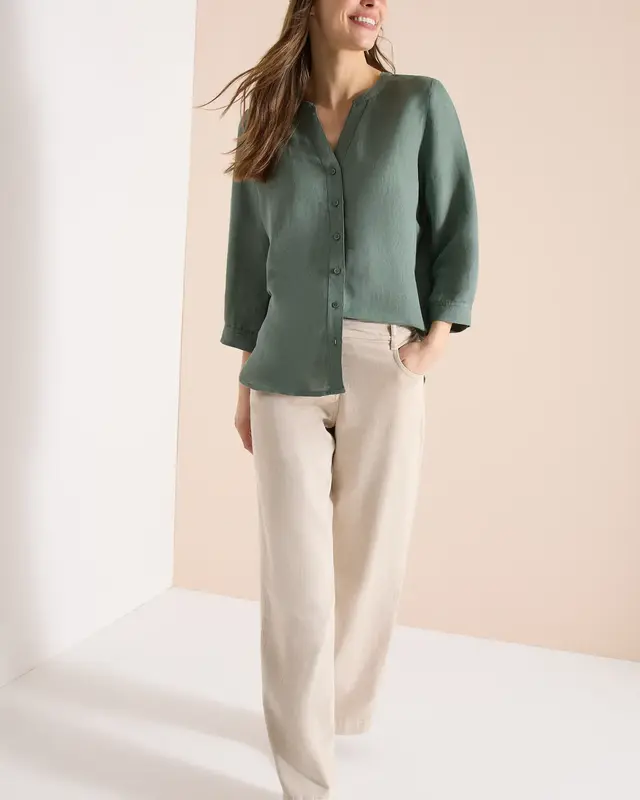 Cecil Linen Mix Blouse - Just Khaki
