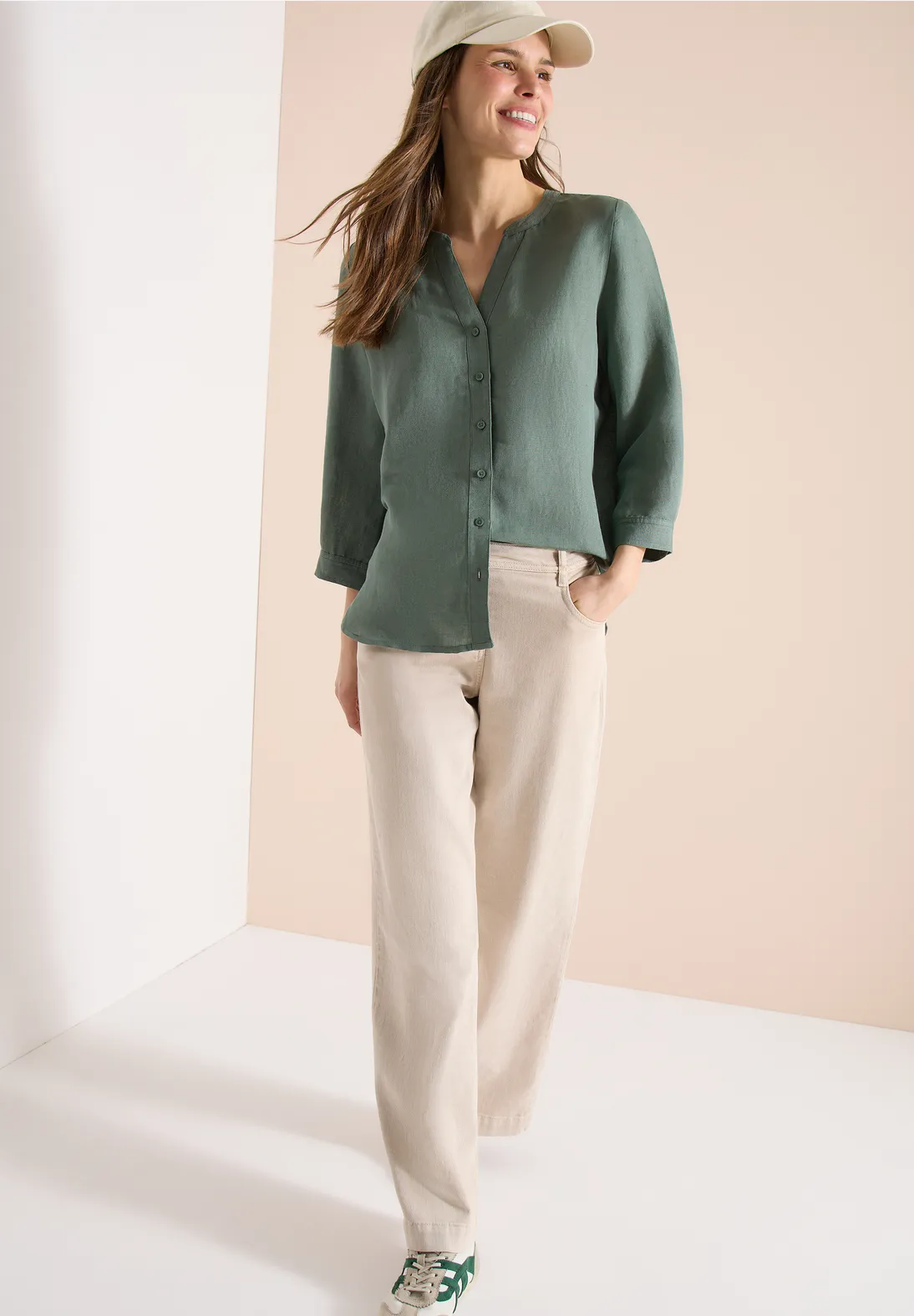 Cecil Linen Mix Blouse - Just Khaki