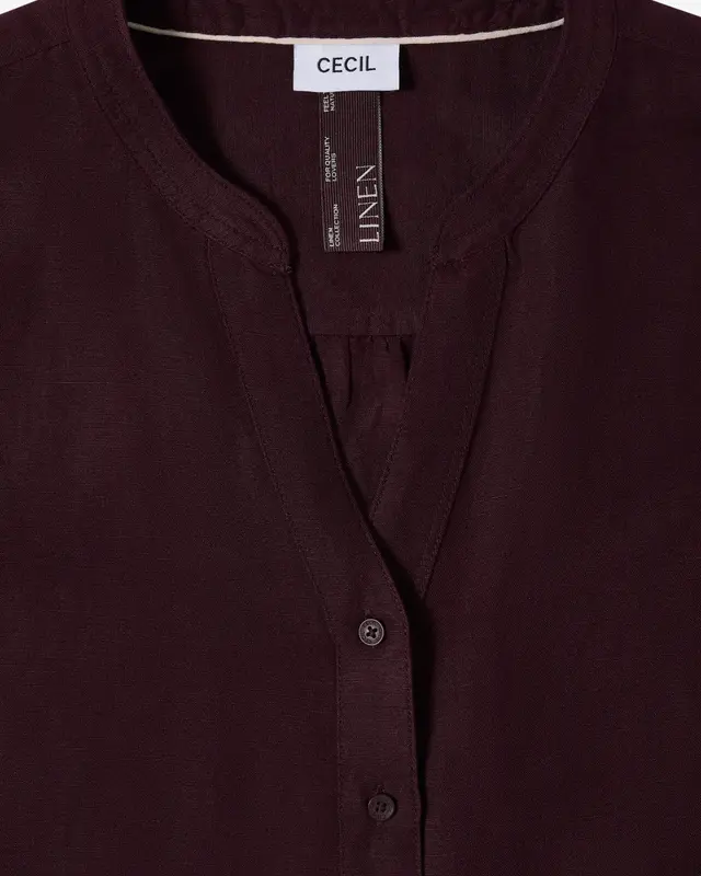 Cecil Linen Mix Blouse - Rich Burgundy