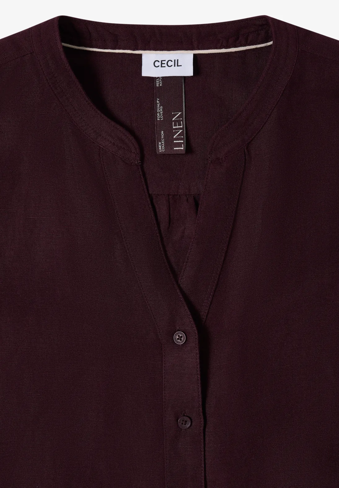 Cecil Linen Mix Blouse - Rich Burgundy