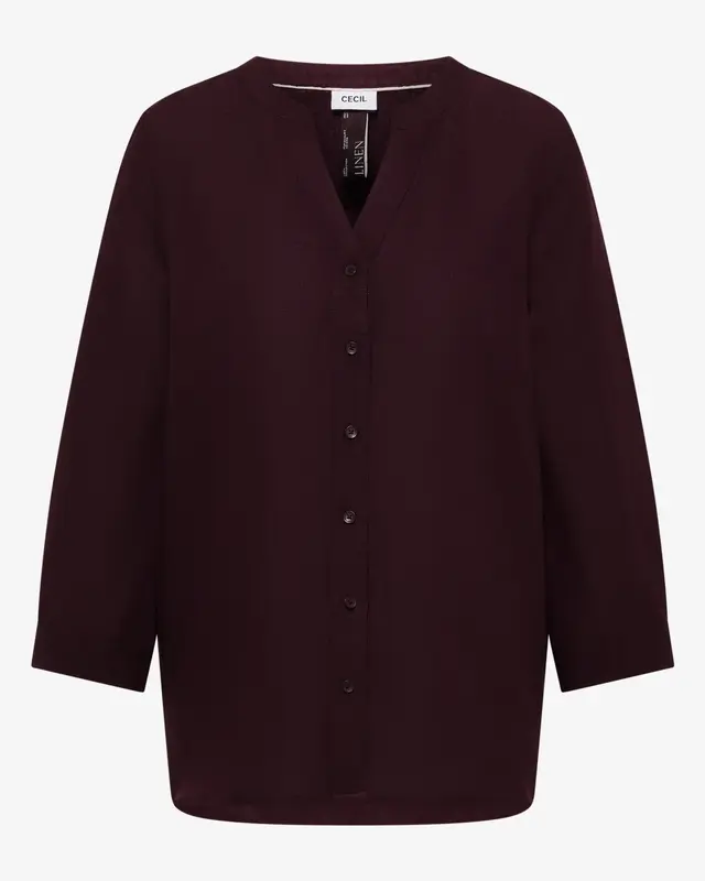 Cecil Linen Mix Blouse - Rich Burgundy
