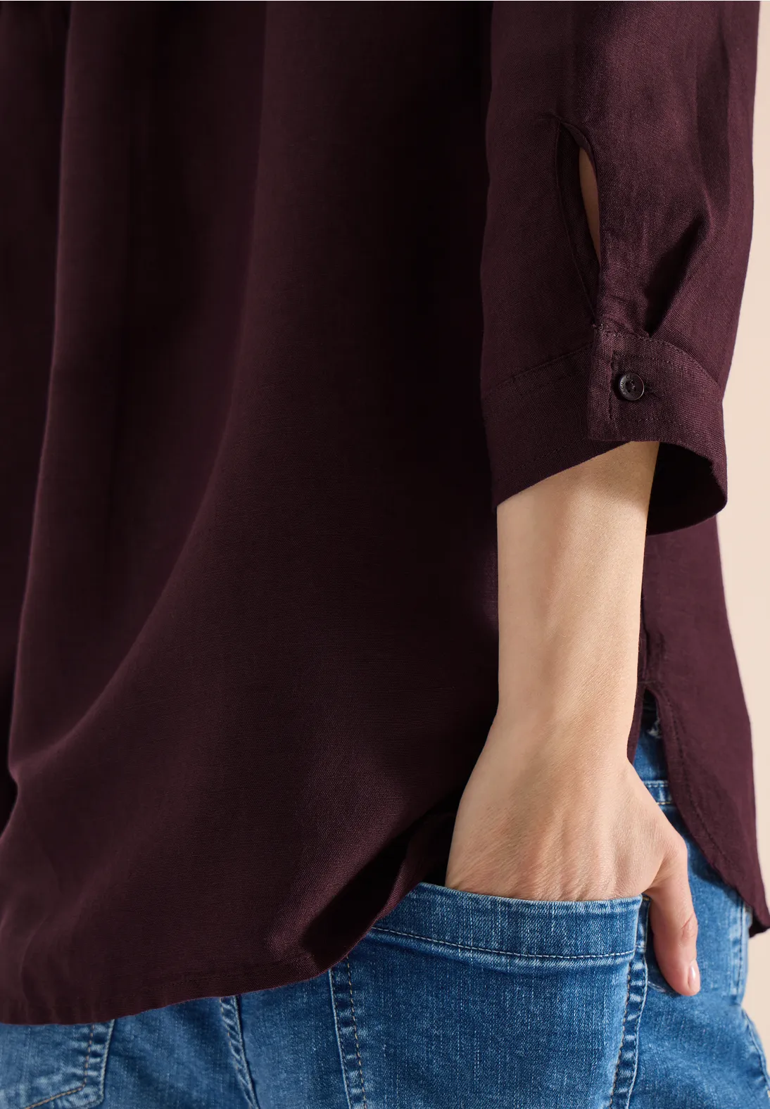 Cecil Linnenmix Blouse - Rich Burgundy