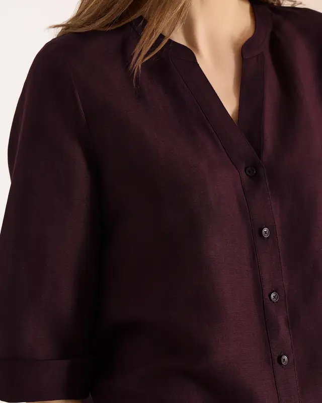 Cecil Leinenmix Bluse - Rich Burgundy