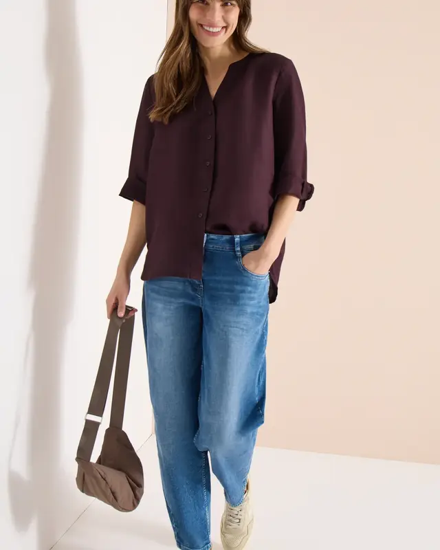 Cecil Leinenmix Bluse - Rich Burgundy