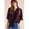 Linen Mix Blouse - Rich Burgundy
