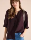 Cecil Linen Mix Blouse - Rich Burgundy