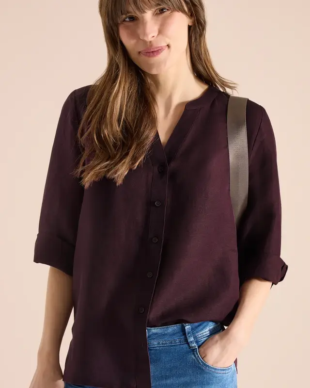 Cecil Leinenmix Bluse - Rich Burgundy