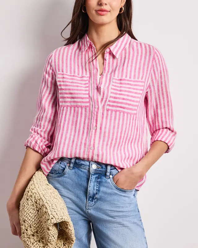 Street One Leinen Bluse - Magenta Dream