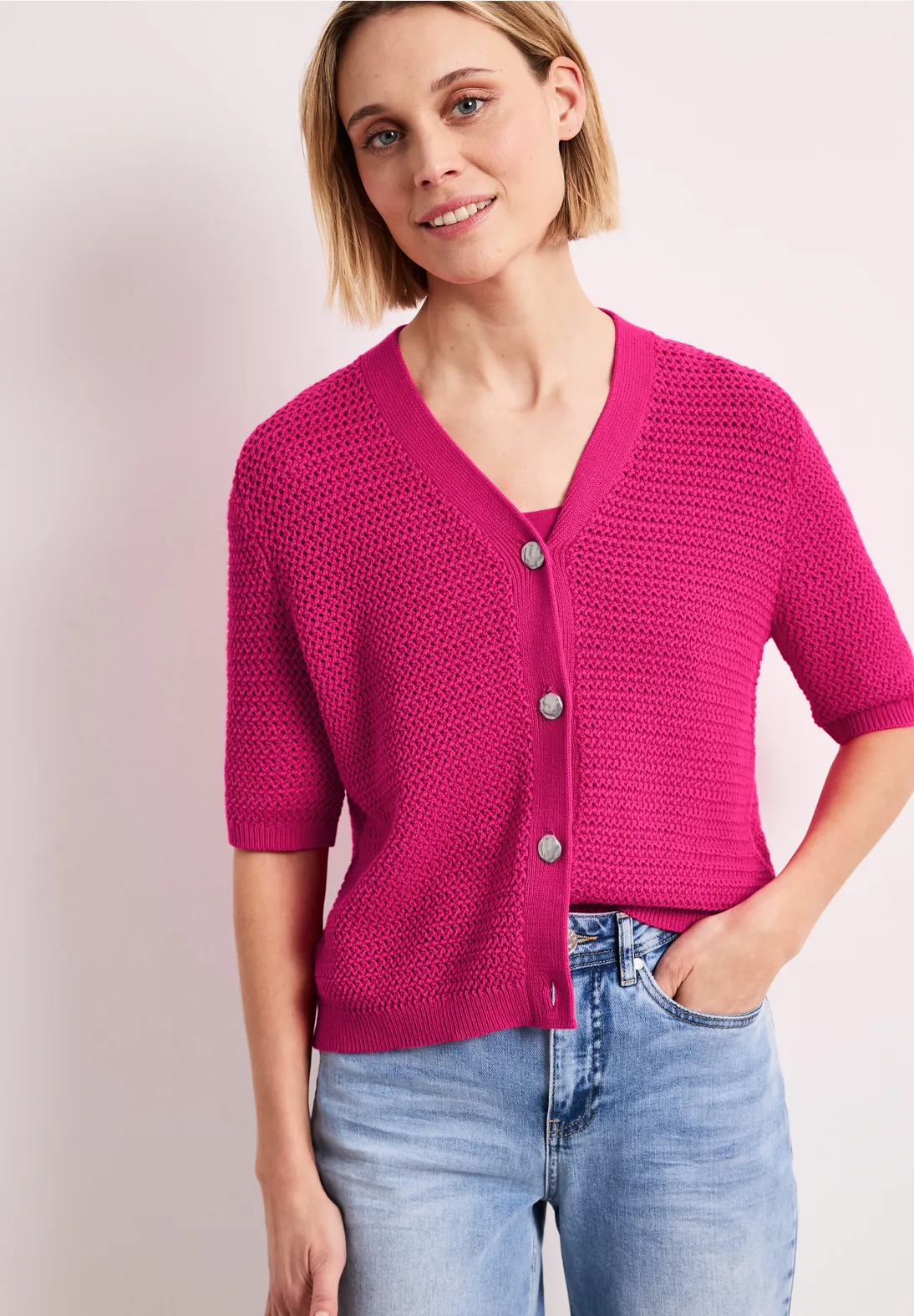 Street One Cardigan with Structure - Magenta Dream