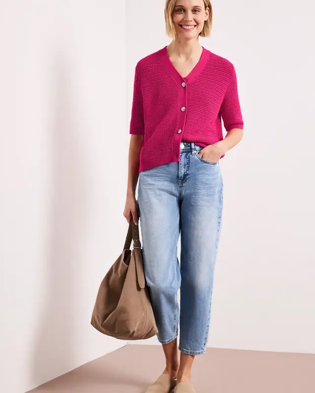 Street One Struktur Cardigan - Magenta Dream