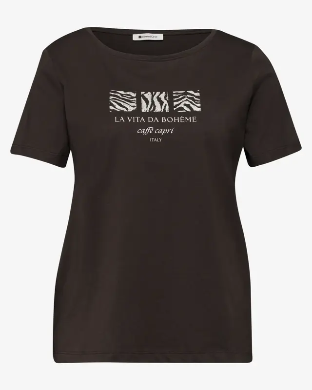 Street One Shirt with Frontprint - Espresso Brown
