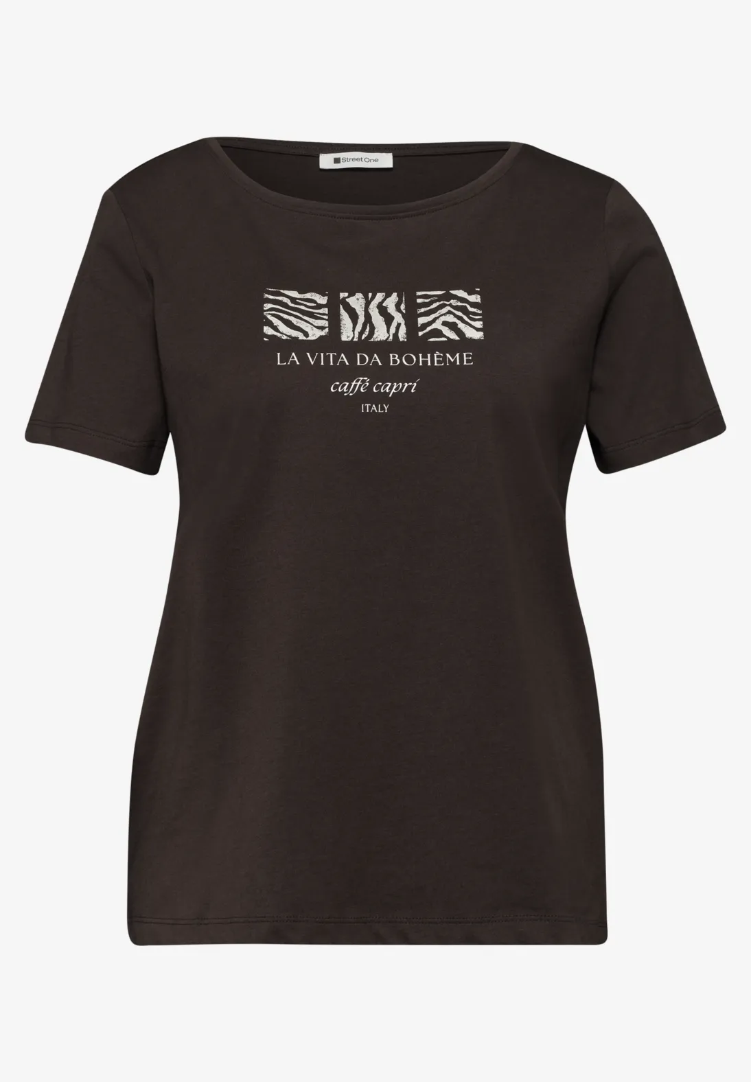 Street One Shirt with Frontprint - Espresso Brown