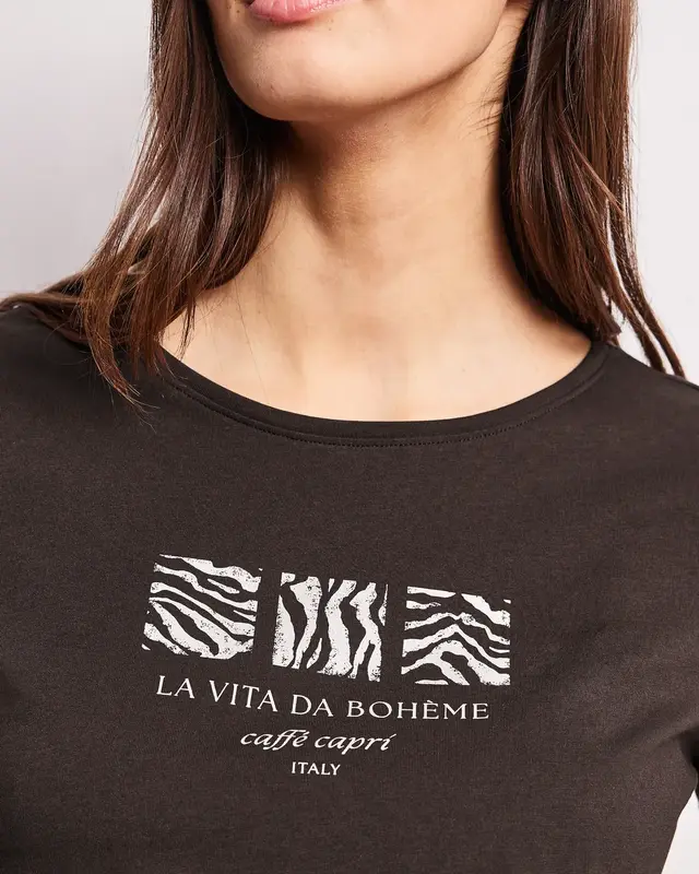 Street One Shirt with Frontprint - Espresso Brown