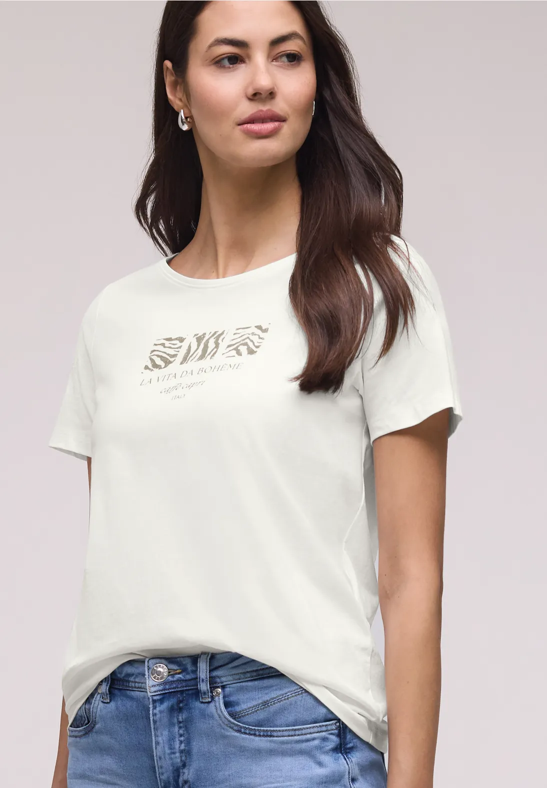 Street One Shirt with Frontprint - Off White