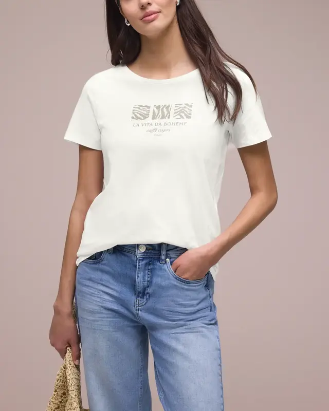 Street One Shirt mit Frontprint - Off White