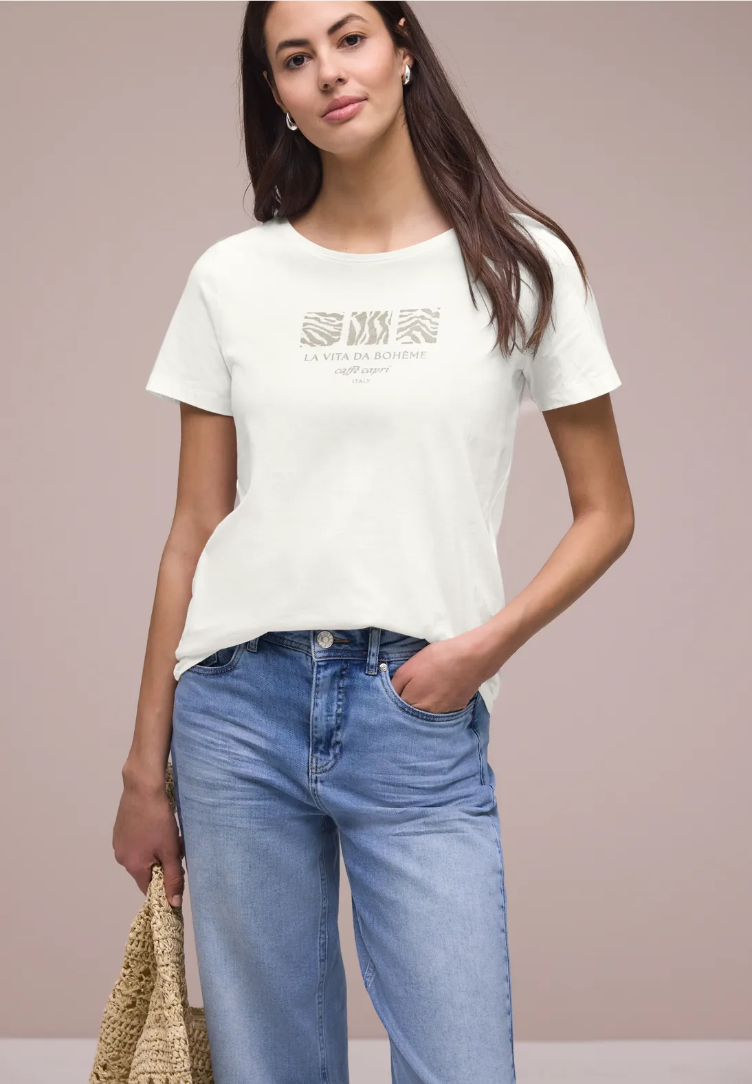 Street One Shirt with Frontprint - Off White