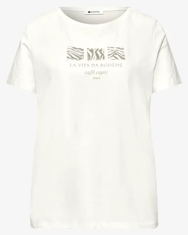Street One Shirt met Frontprint - Off White