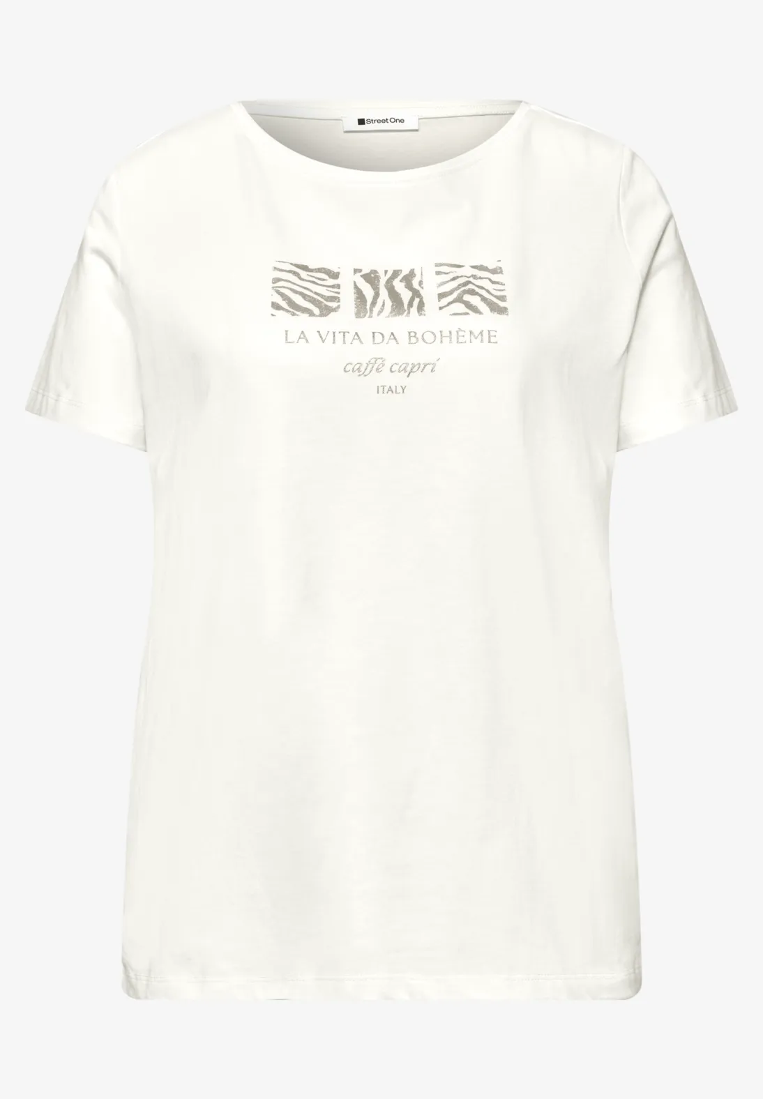 Street One Shirt met Frontprint - Off White