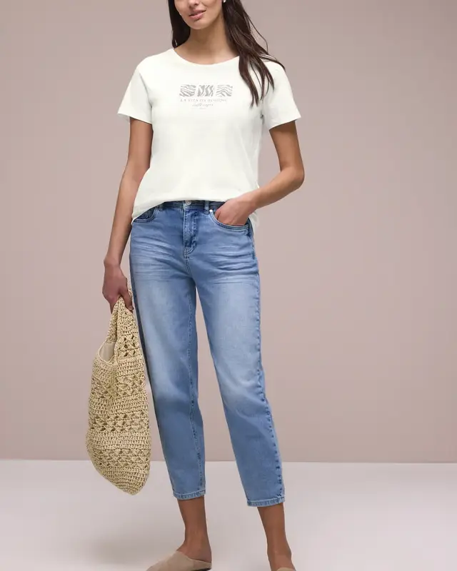 Street One Shirt met Frontprint - Off White