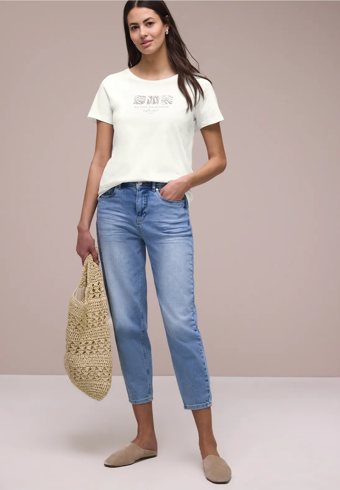 Street One Shirt mit Frontprint - Off White