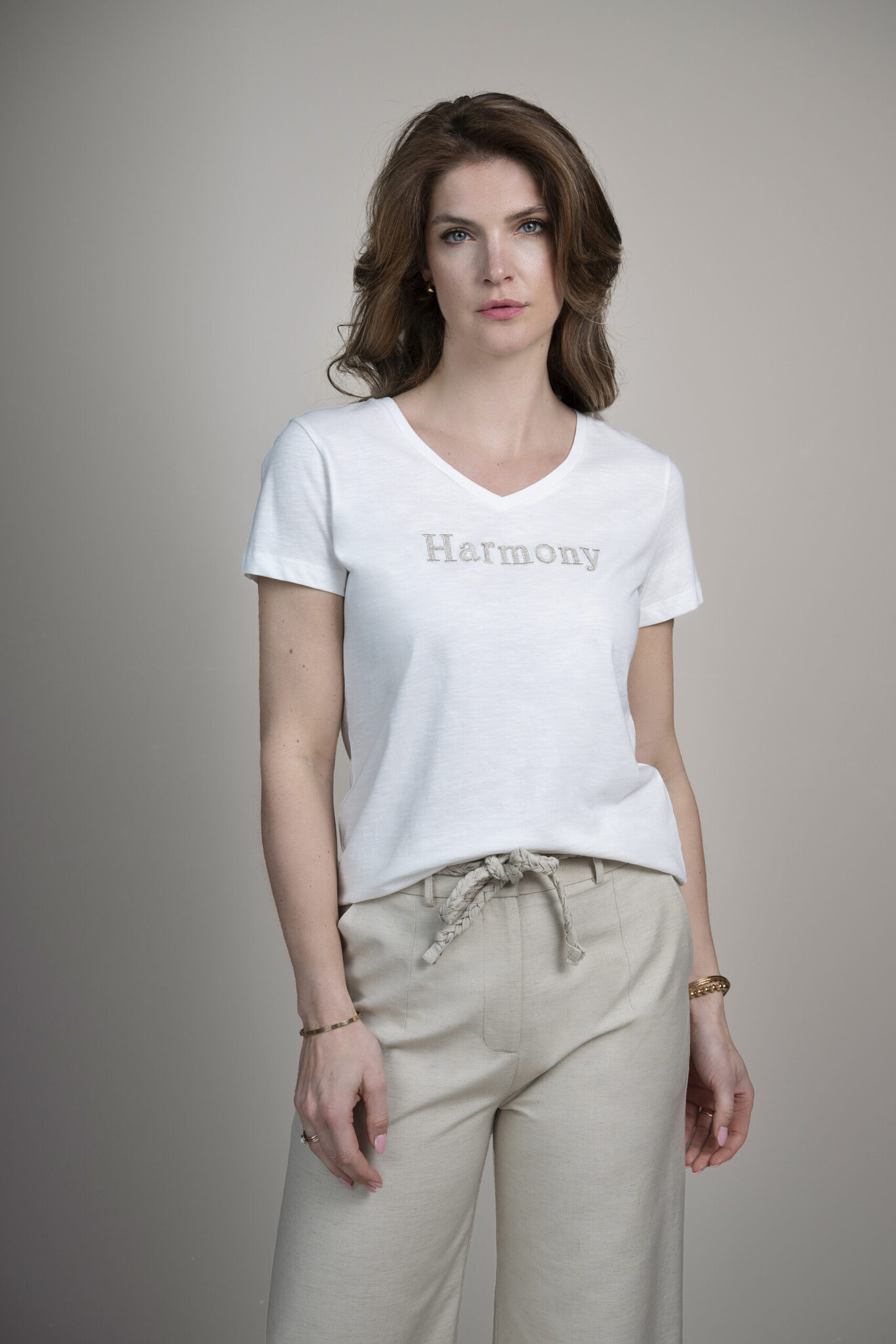 Elvira Collections T-Shirt Harmony - Off White - Silver