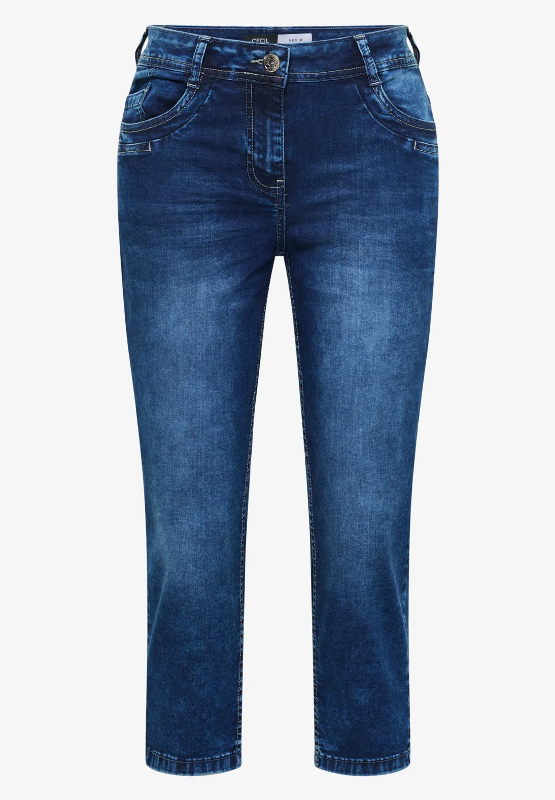 Cecil 3/4-Jeans Scarlett - Mid Blue Used Wash