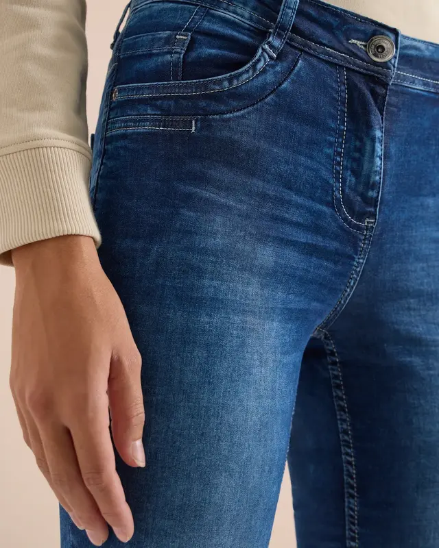 Cecil 3/4-Jeans Scarlett - Mid Blue Used Wash