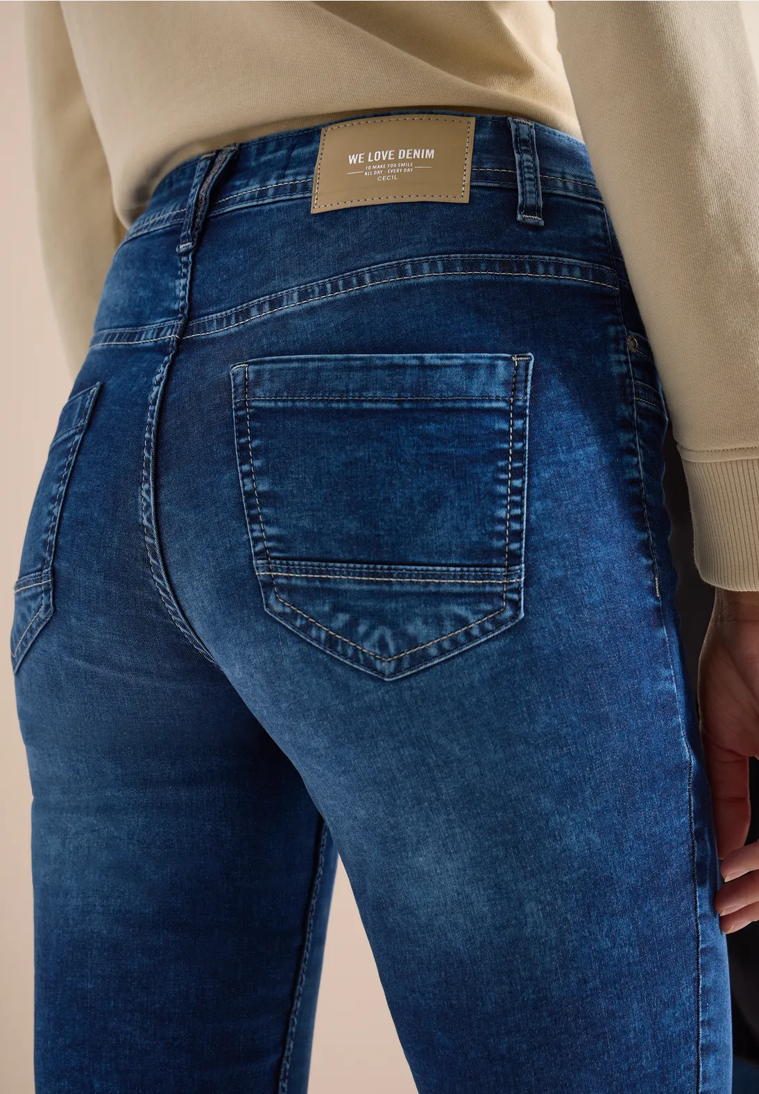 Cecil 3/4-Jeans Scarlett - Mid Blue Used Wash