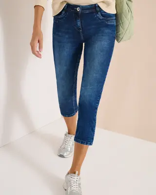 Cecil 3/4-Jeans Scarlett - Mid Blue Used Wash