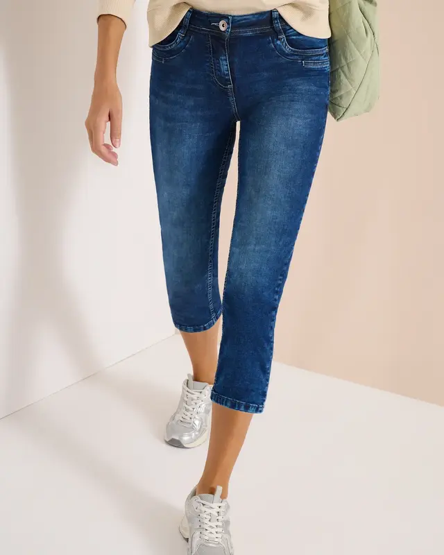 Cecil 3/4-Jeans Scarlett - Mid Blue Used Wash