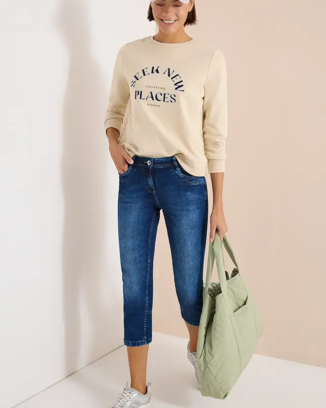 Cecil 3/4-Jeans Scarlett - Mid Blue Used Wash