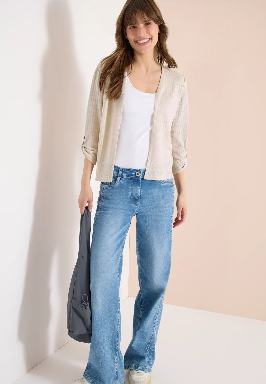 Cecil Cardigan Knit Look - Pearl Beige