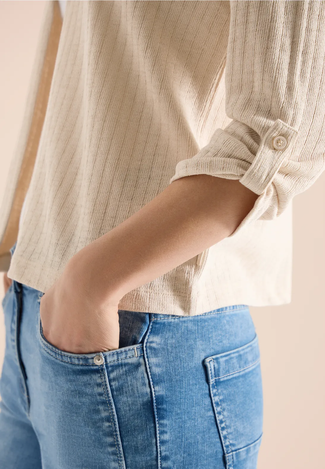 Cecil Cardigan Knit Look - Pearl Beige