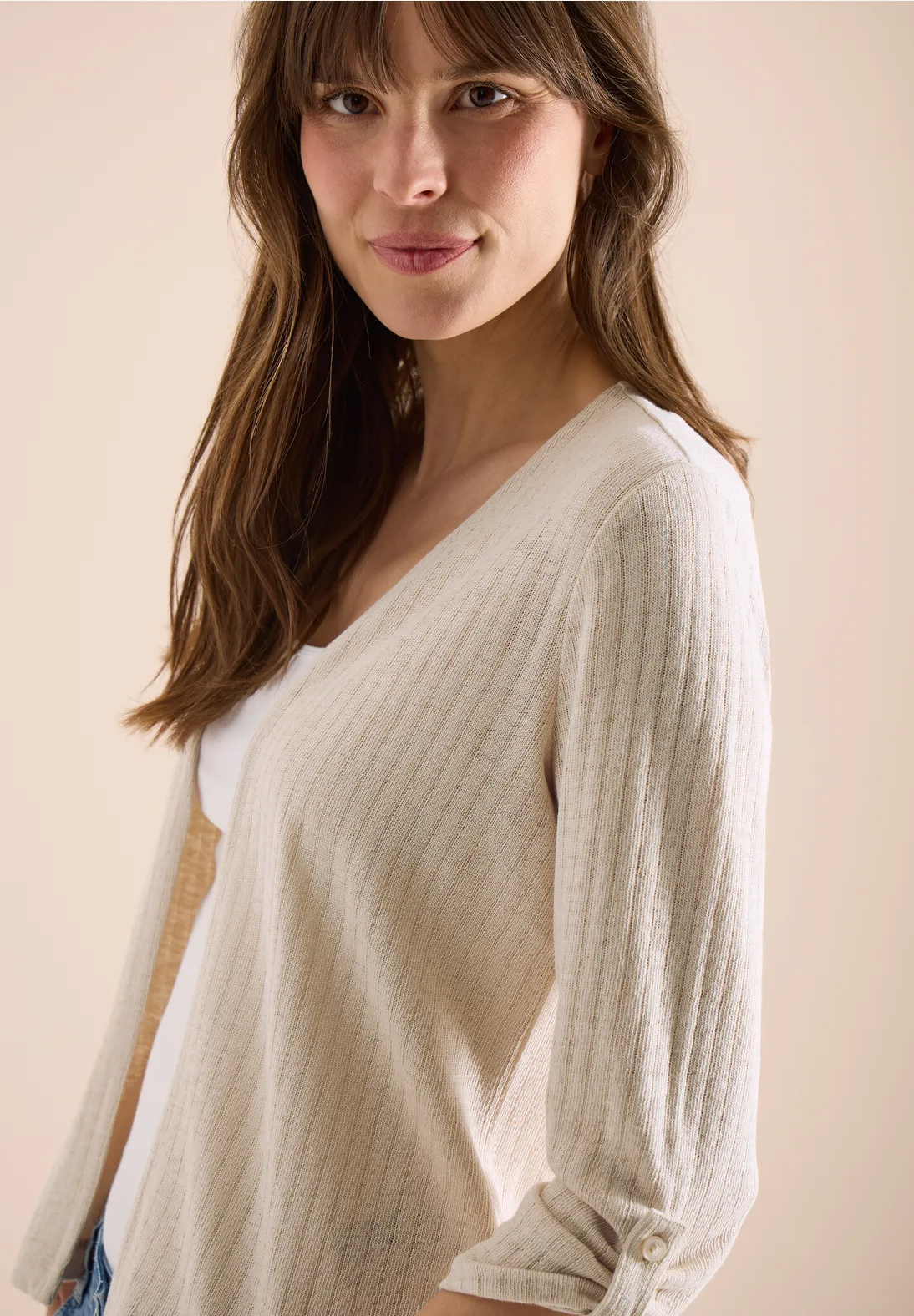 Cecil Vest Gebreide Look - Pearl Beige