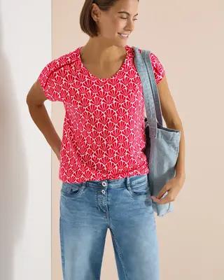 Cecil Print Shirt - Glazed Apple Red