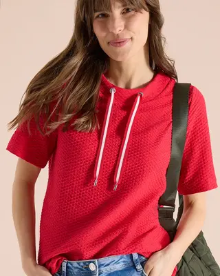 Cecil Structuur Shirt - Glazed Apple Red