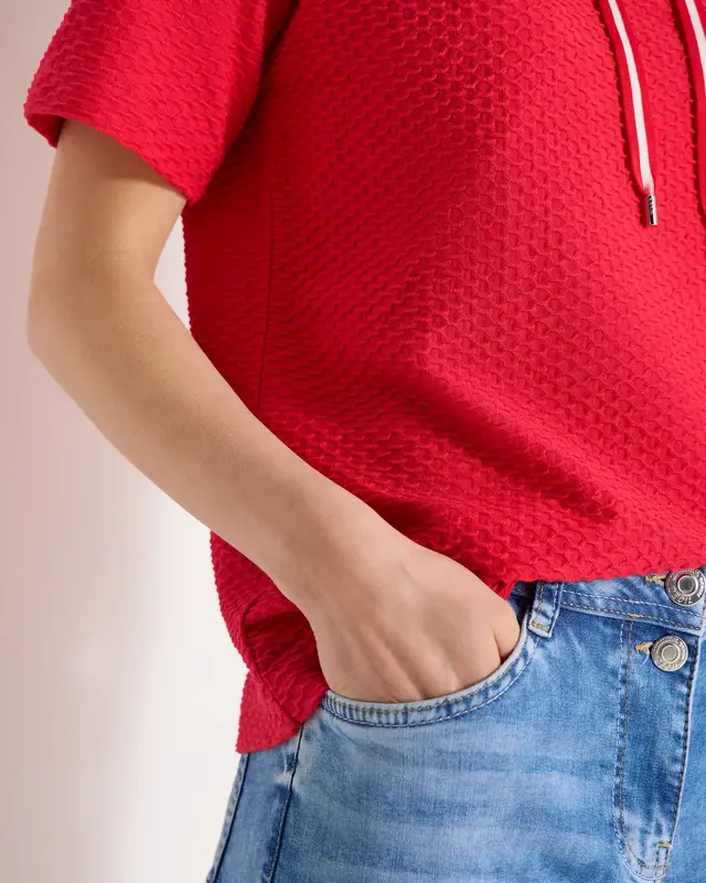 Cecil Structuur Shirt - Glazed Apple Red