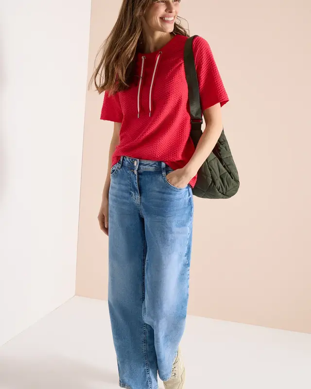 Cecil Structuur Shirt - Glazed Apple Red